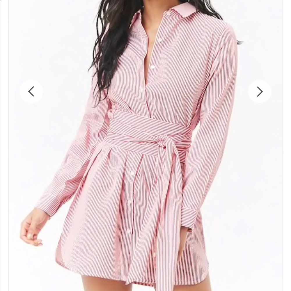 F21 Tie Waist Shirt Dress